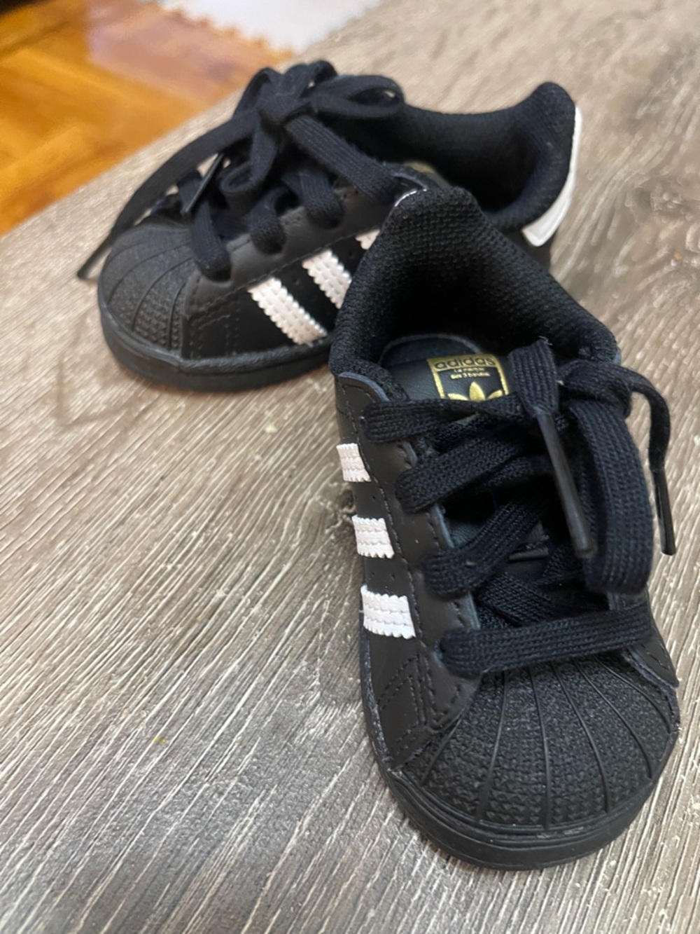 adidas Kids Black and White Classic Shell-Toe Sneakers